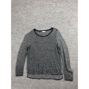 Eileen Fisher Chunky Open Knit Sweater Women's XS Black White Stripe Boucle